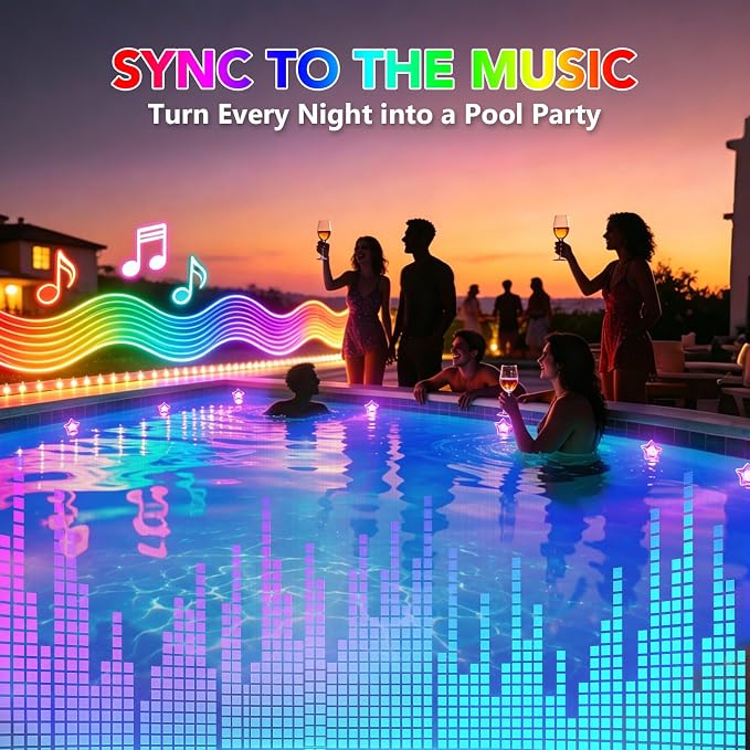 RGBIC Pool Lights 100FT - Plug-in Submersible LED Lights for Inground & Above Ground Pools, App & Remote Control, 16M Colors, Music Sync, IP68 Waterproof for Pool Party – Brighter Than Solar
