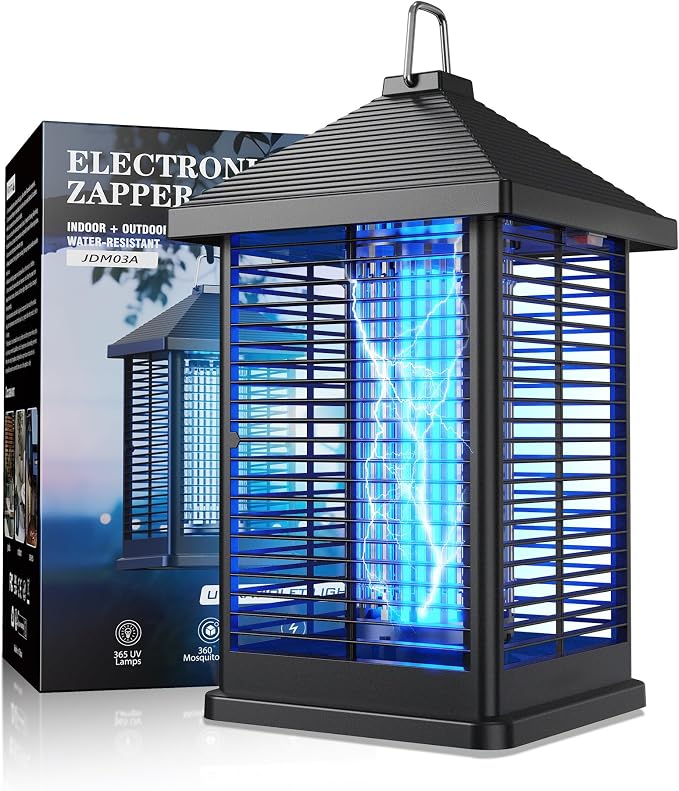 Bug Zapper Indoor & Outdoor with Auto Smart Light Sensor, 4000V Electric Mosquito Zapper, Insect Fly Trapper, Covers 2100 sq ft, IPX4 Waterproof Mosquito Lamp for Patio, Garage, Backyard, Porch
