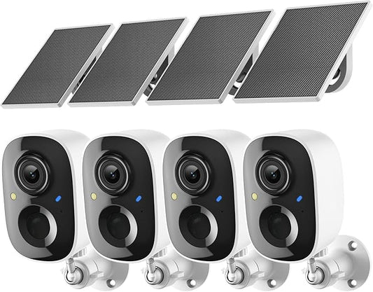 2K FHD Security Camera Wireless Outdoor Cameras for Home Security,AI Human Detection,Instant Alert,Color Night Vision,SD/Cloud Storage,Solar/Battery Powered,2.4G WIFI Only,Spotlight,Siren Alarm,4 Pack