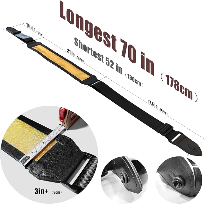 Dragon Crystal Mesh Black Gold Guitar Strap Body Strap Longer Wider Breathable Leather Ultra light Ultra thin High strength Suitable For Electric Bass Traditional Guitar Instruments