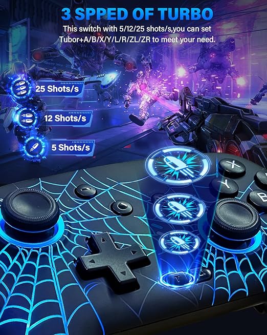Switch Controller, Wireless Pro Controller Compatible with Nitendo Switch/Switch 2/Switch Lite/Switch OLED, Switch Controller Pro, Rechargeable Switch Remote Gamepad with 6-Axis Gyro,10 LED Light