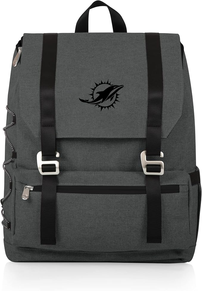 PICNIC TIME NFL Miami Dolphins OTG Traverse Soft Cooler - Hiking Backpack, Heathered Gray