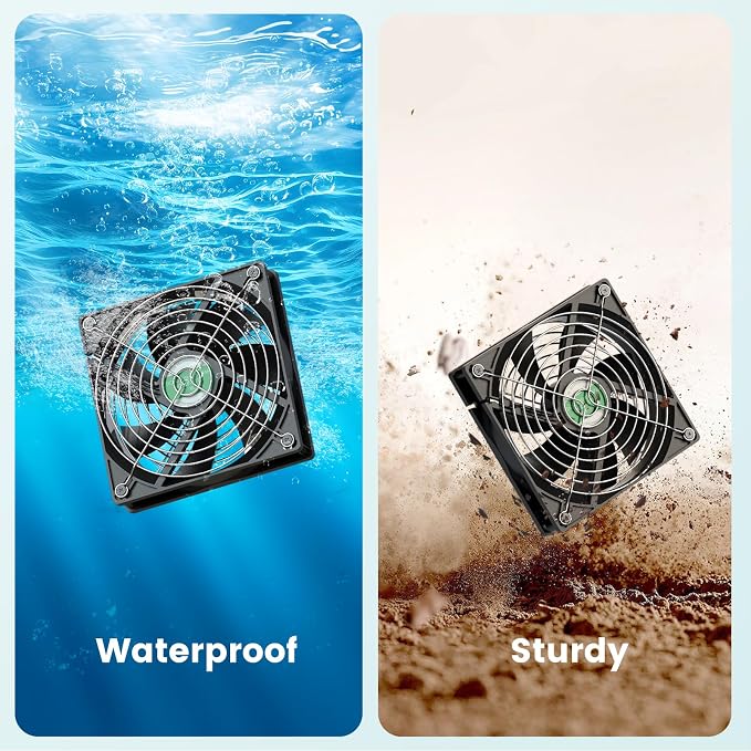 Solar Fan with Battery, Solar Fan for Greenhouse & Chicken Coop, Rechargeable Solar Fans for Outside, Solar Powered Exhuast Fans for Outdoor Doghouse Shed Circulation Vent Ventilation Cooling