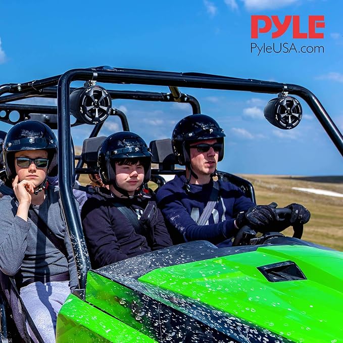 Pyle 2-Way Dual Waterproof Off-Road Speakers, 4 Inch 800 Watt Marine Grade Wakeboard Tower Speakers System, Full Range Outdoor Audio Stereo Speaker for ATV, UTV, Quad, Jeep, Boat - PLUTV41BK, Black