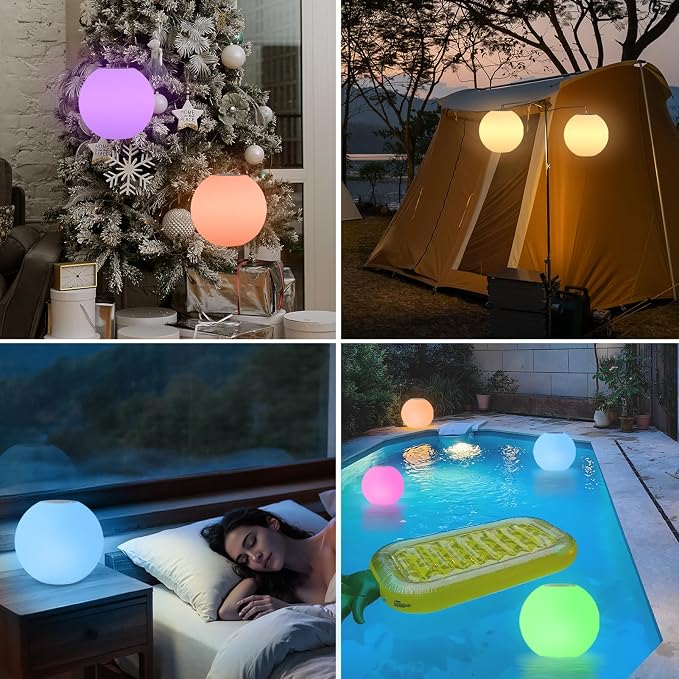 FUYO Decorative Lamp with Speaker with RGB Waterproof, Portable Night Light, Outdoor Table Lamp wiht Speaker, Floating Pool Light Outdoor Speaker for Indoor Patio