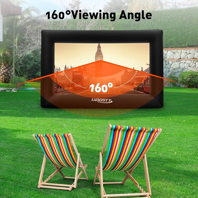 Inflatable Projector Screen, 16FT Blow Up Movie Screen Outdoor Projector, Easy Set Up One-piece Design Front & Rear Projection with Air Blower for Outside Backyard Family Movie Night Pool Party