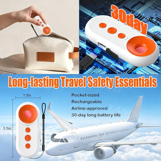 3-in-1 Travel Safety Alarm - Hotel Safety Devices with Hidden Camera Detector & Door Alarms When Opened & Self Defense Personal Safety Alarm, Portable Multifunctional Travel Safe Essentials