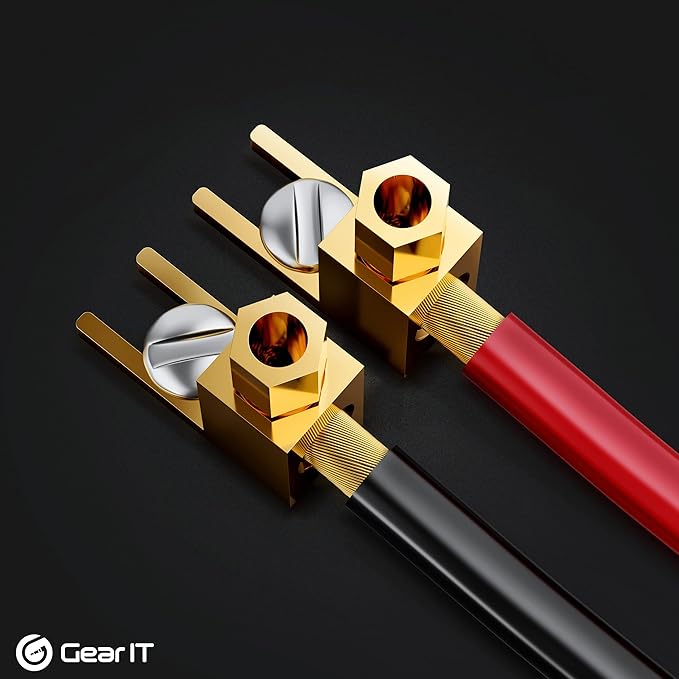GEARit (4 Pairs, 8 Pieces) Right Angle Spade Plugs (2 Pairs, 4 Pieces) Banana Plugs (2 Pairs, 4 Pieces) Right Angle Banana Plug, Spade to Banana Plug Adapter Speaker Connector, 90 Degree Pin Plug Type