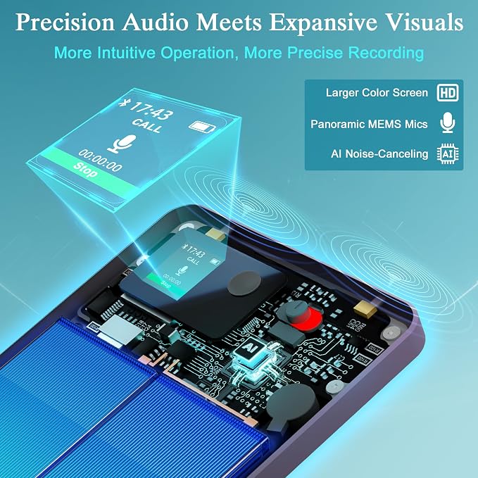 AI Voice Recorder, Transcribe & Summarize with Deep AI Analysis, Support 152 Languages, App Control, AI Noise Cancellation, Upgraded Built-in MagSafe, 64GB Audio Recorder for Meetings, Lectures, Call