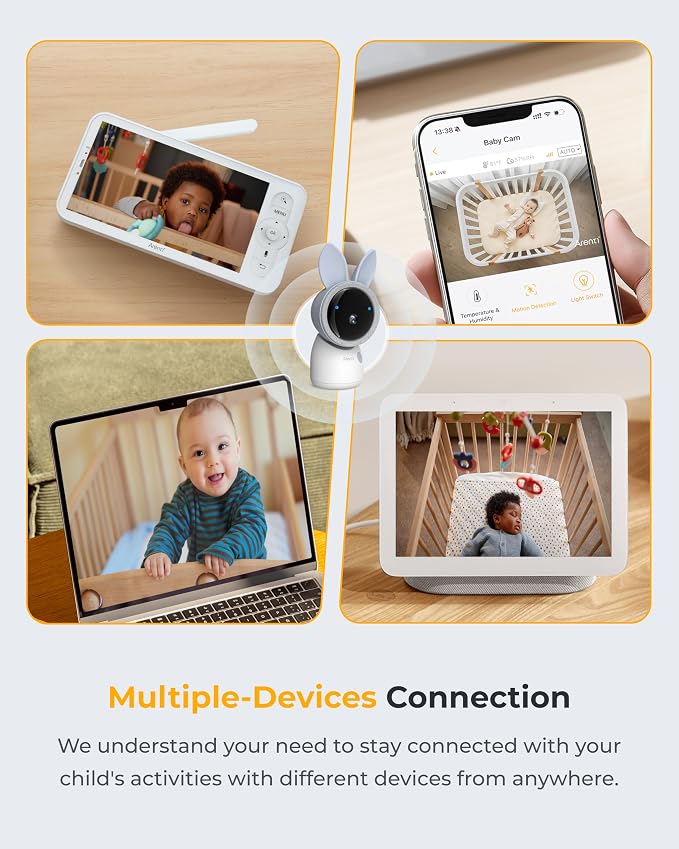 ARENTI Baby Monitor with Camera and Audio, 4MP Video Baby Monitor with 5" Screen, Dual-Band 2.4G/5G WiFi with App, Cry & Motion Detection, Auto Tracking, Temp&Humidity Sensor, Night Vision,2-Way Talk