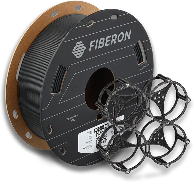 Polymaker Fiberon PETG-RCF Filament Black 1.75mm 0.5kg, Recycled Carbon Fiber Reinforced PETG 3D Printing Filament Ideal for Drone and Automotive Products