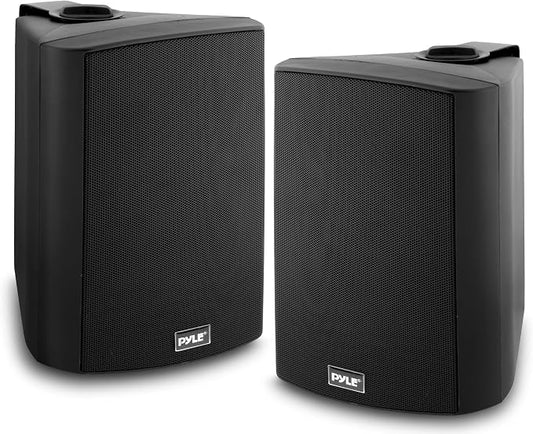 Pyle 6.5-Inch Wall Mount Waterproof Bluetooth Speaker System – Indoor/Outdoor Audio Pair with Built-in Digital Amplifier, Weather-Resistant Housing, High-Power Sound, Easy Installation (Black)