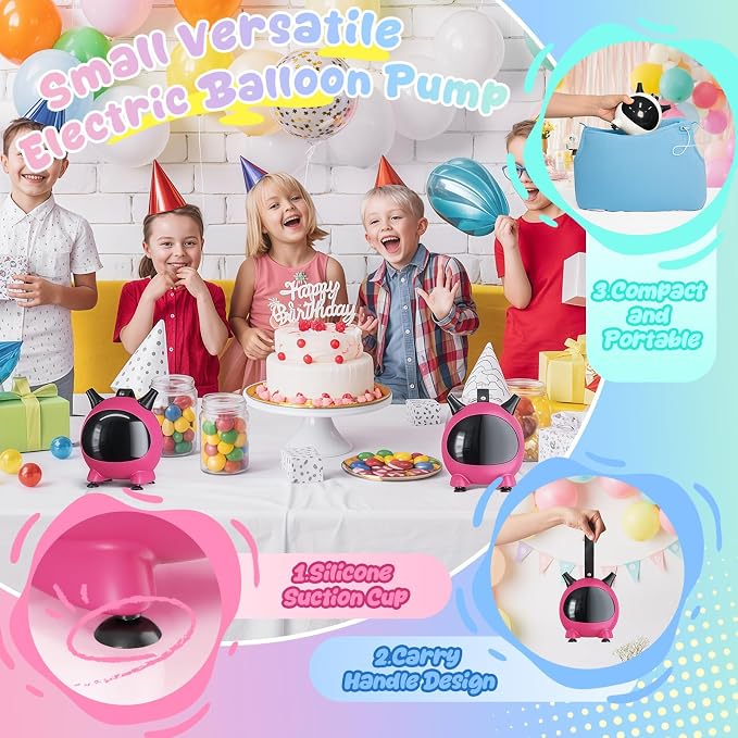 Balloon Pump Electric, Portable Balloons Inflator Air Pump Dual Nozzle, 110V Small Electric Balloons Blower Machine Corded, 600W for Latex Foil Balloon Arch Garland Party Decorations Supplies