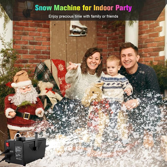 Snow Machine for Outdoor Indoor: 800W Wireless Remote Control Fake Snow Maker - No Preheating Required for Pool Parties Kids Birthday Backyard Water Fun & Events