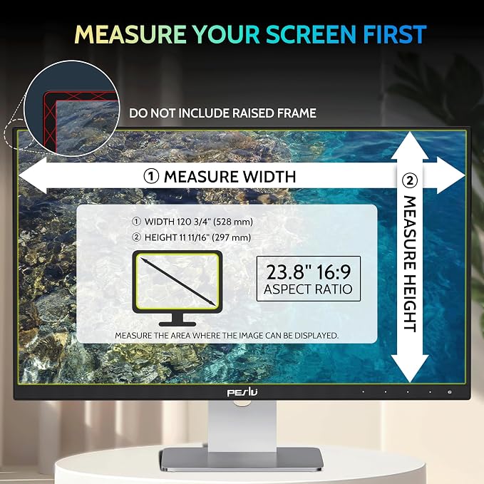Peslv [2-Pack] 23.8 Inch Privacy Screen for Computer Monitor 16:9 Aspect Ratio, Eye Protection Anti Blue Light Glare Shield, 23.8inch Removable Black Blackout Anti Spy Desktop Security Private Filter