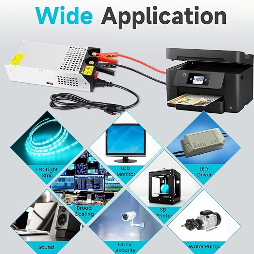 DC 12V 100A 1200W Power Supply, 110V AC to 12V DC Converter Transformer Adapter 100amp 1200W Switching Power Supply for LED Strip Light CCTV Camera Security System Radio 3D Printer