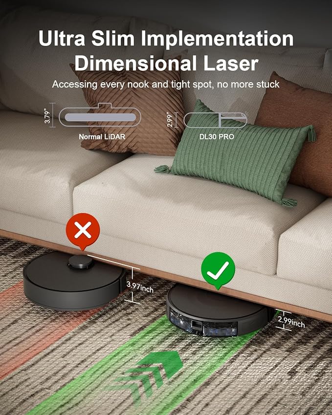 Robot Vacuum and Mop Combo, LiDAR Navigation, 9000Pa Suction Robotic Vacuum Cleaner – Ultra Slim Design, 200 Min Runtime, Auto Recharge, Customizable Cleaning for Pet Hair, Hard Floors