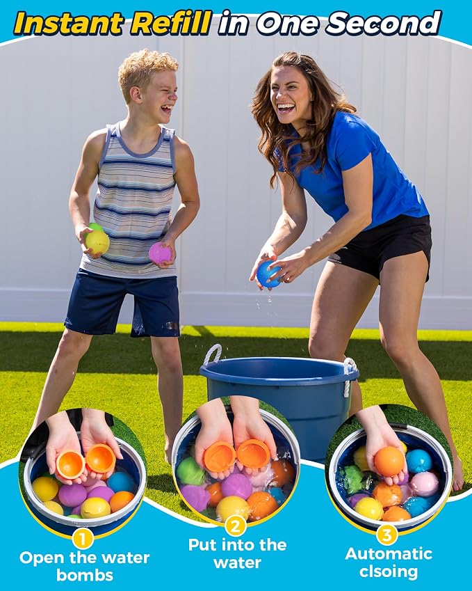 Tlitlimom 20Pcs Reusable Water Balloons, Summer Toy Water Toy for Boys and Girls, Pool Beach Toys for Kids ages 3-12, Outdoor Activities Water Toys Self Sealing Water Splash Ball for Fun