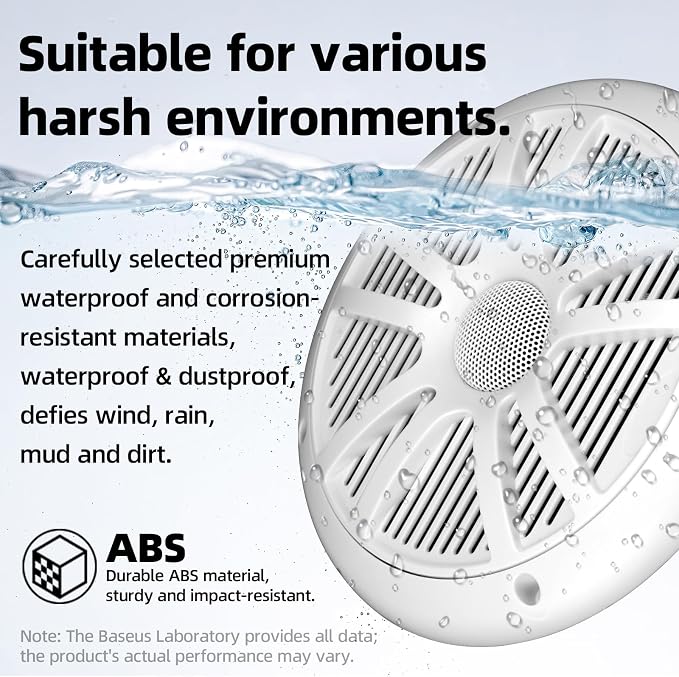 800W 6.5 Inch Marine Speakers - 2 Way Waterproof UV Weather Resistant Outdoor Stereo Sound System, High-Fidelity Audio, White for Boats, RVs, Cars, Golf Carts, Hot Tubs, Indoor/Outdoor DIY Use