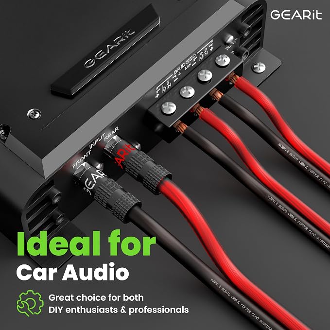 GEARit Speaker Wire 12 Gauge 100 ft,Speaker Cable with Foot Markers & Polarity Markings,12 Gauge Wire for Car Audio & Home Theater Speakers,Audio Cable for DIY Installations,CCA(Black Red)