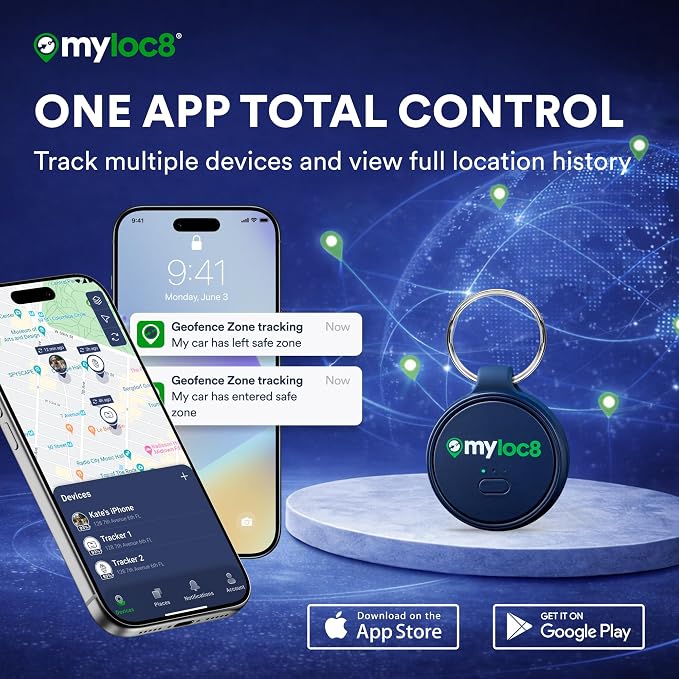 Highly Precise GPS Tracker for Keys, Backpack, Luggage & Kids – Built-in SIM, SOS Button - Smart Tag with Real-Time Tracking, Waterproof, iOS & Android Locator Device (4-Mo Subscription Included)