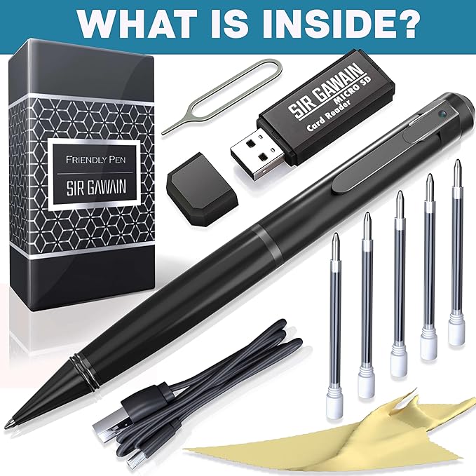 SIRGAWAIN Premium Body Camera Pen — Full HD 1080p Video & Photos, 70-Min Battery, Motion Detection, One-Button Control, 2026 Model