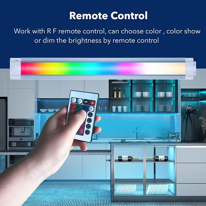LAMPAOUS Smart Under Cabinet Lighting Bar Work with Amazon Alexa, Google White and Color Ambiance, LED Lights for TV Stand, Float Shelf, Liquor Bottles,Tool Box (1-Bar Kit 24")