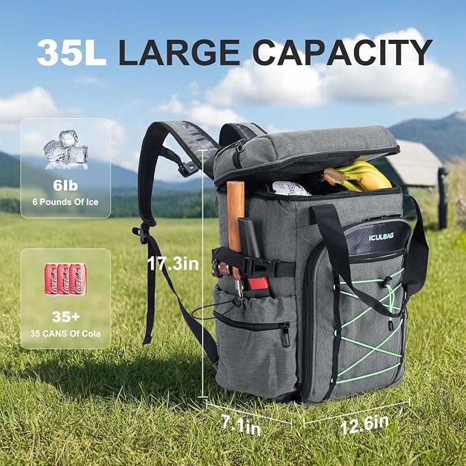 Backpack Coolers Insulated Leak Proof 38cans Soft Insulated Cooler Backpack for Women Men 12 Hours Cooling for Camping Hiking Beach Picnic