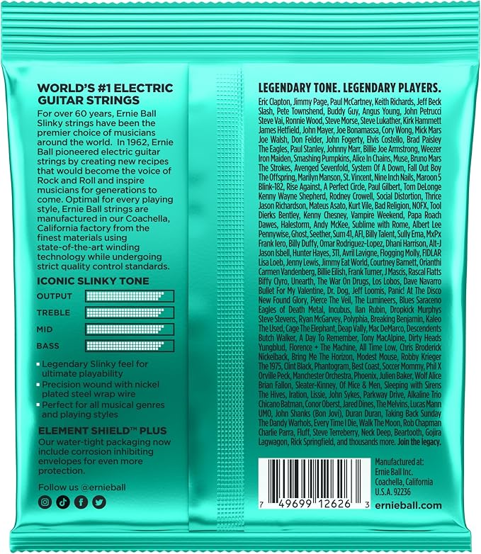 Ernie Ball Not Even Slinky Nickel Wound Electric Guitar Strings, 12-56 Gauge (P02626)