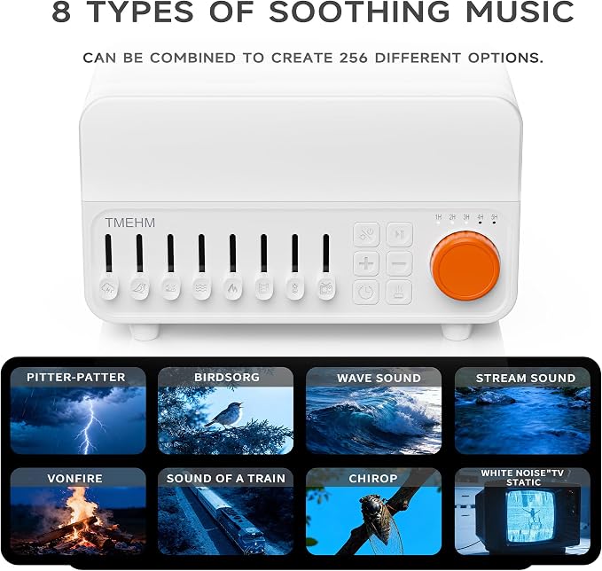 TMEHM 4-in-1 Sleep Sound Machine with White Noise & Aroma Diffuser | Bluetooth Speaker, Night Light & 8 Nature Sounds with Timer for Baby, Kids and Adults