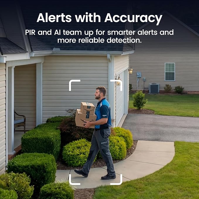 aosu Solar Security Cameras Wireless Outdoor, 2K HD Home Security Camera System, PIR + AI Human Detection, Color Night Vision, Easy to Set Up, Local Storage, No Subscription Required, 6-Cam Kit