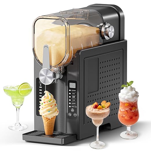 Slushie Machine, No Ice Needed Slushy Maker for Home, Real-Time Temp Display, Frozen Drink Maker with 6 Preset Programs for Ice Cream, Frappés, Milk Shake and More, Slate, 1 Pack+6Modes