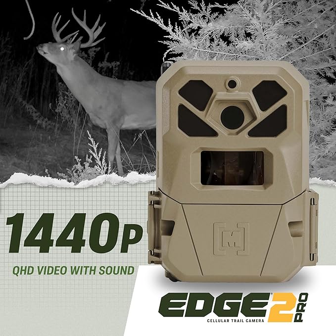 Moultrie Edge 2 Pro Cellular Trail Camera - Auto Connect Nationwide 4G LTE - On Demand 40MP Photo - 1440P Video with HD Audio - Ai False Trigger Elimination - 100 Ft Detection Range - No-Glow Flash