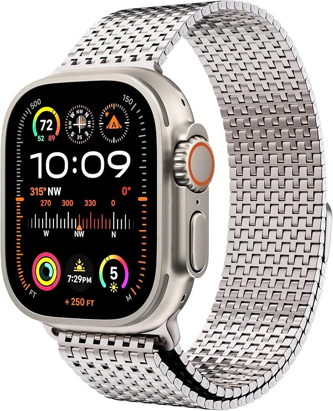 LULULOOK Milanese Mesh Loop Compatible with Apple Watch Band 49/46/45/44/42/41/40/38mm for Men Women, Stainless Steel Magnetic Buckle Strap for iWatch Ultra 3/2 Ultra Series 11 10 9 8 7 6 SE 5 4 3