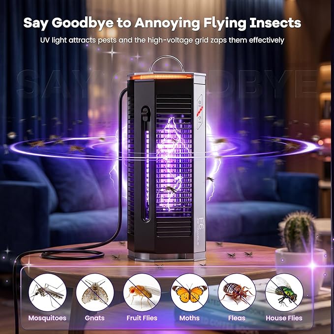 4200V Electric Bug Zapper, Dual-Mode Mosquito & Fly Zapper Indoor Outdoor, IPX5 Waterproof Plug-in Insect Trap for Patio, Backyard, Camping - Advanced Grid Design for Home