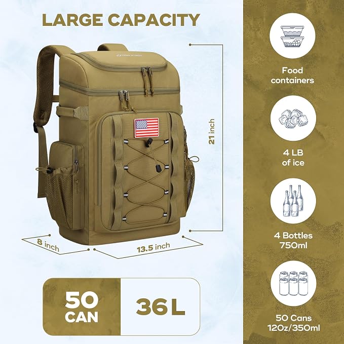 Maelstrom Backpack Cooler,Soft Lightweight Leakproof Cooler Backpack,Men Women 35/50 Can Insulated Cooler Bag,Keeps Hot/Cold for Up to 16 Hours,Perfect for Camping, Beach
