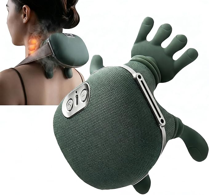 Neck & Shoulder Massager Shiatsu Deep Tissue with Heat, Cordless Rechargeable Electric Massage Pillow, Hand-Like Kneading for Neck Pain Relief, Muscle Soreness, Portable for Home, Office, Travel Gift