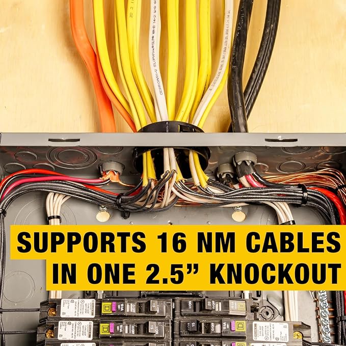 Wire Waffle Connnector for 2.5" KO's - 4 Pack, NM Cable Connector, 16 Cables in 1 Knockout, UL Listed & NEC Compliant (KO25W.P4)