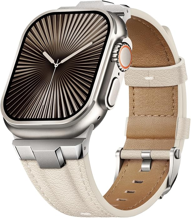 Suitisbest Leather Band Compatible for Apple Watch Ultra Band 49mm 46mm 45mm 44mm 42mm 41mm 40mm, Genuine Leather Replacement Strap for iWatch series 11 10 9 8 7 6 5 4 3 2 1, SE 3 2 1, Ultra 3 2 1