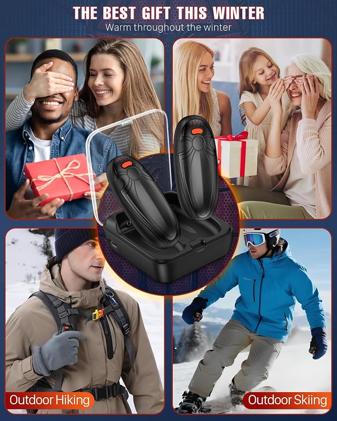 Hand Warmers Rechargerable 4 Pack - 14000mAh Electric AI Handwarmers with Charging Case, Magnetic 2 in 1 Pocket Heater, Stocking Stuffers, Gifts for Women/Christmas/Golf/Camping Accessories