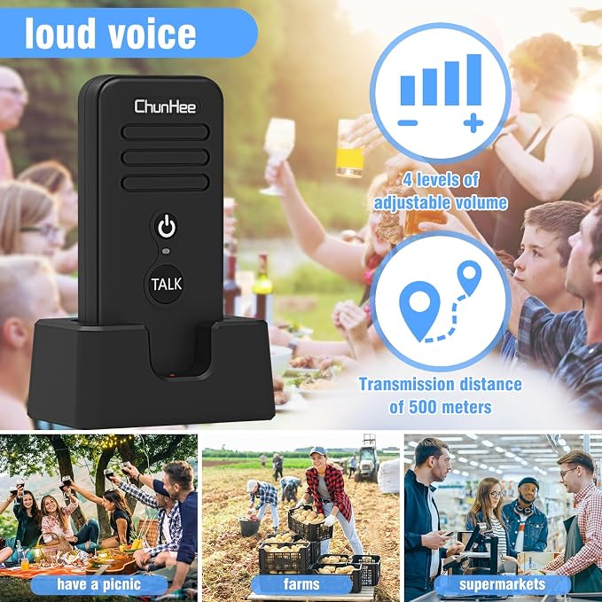 ChunHee Intercoms Wireless for Home, Upgraded Long Standby 16 Channels Caregiver Wireless Intercom System for Elderly 1640ft Portable Intercom Two Way Room to Room Communication Intercom for Home Use