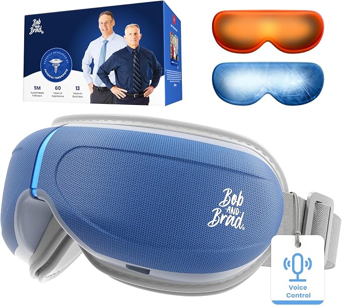 BOB AND BRAD Eye Massager with Heat and Cooling Voice Control, Birthday Gift for Women Men Mom, FSA Eligible HSA, EyeOasis 3 Voice Temple Massage, Heated Eye Mask for Migraines & Dry Eyes Relief