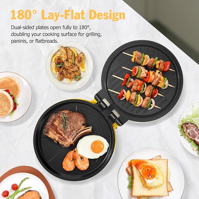KEINVE 1000W Pizza Maker, 2-in-1 Indoor Griddle and Pizza Cooker, 8.5" 180° Open Nonstick Plate for Quesadilla, Panini, Crepe and More
