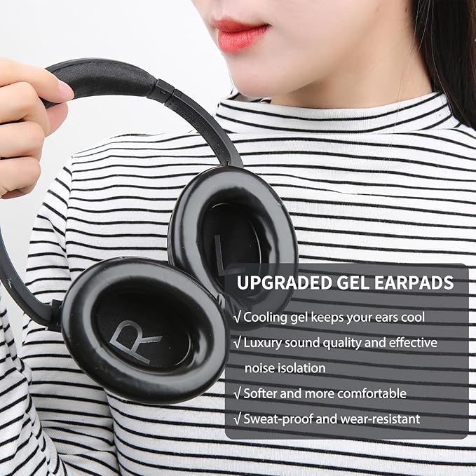 Gel Ear Pads Gel Seals for Bose QuietComfort 45 QC35 QC25 QC15 Cushion Kit Replacement Earpads with Upgraded Memory Foam and Cooling Gel