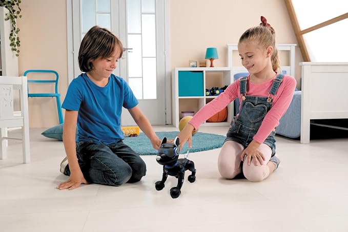 LEXiBOOK Power Puppy - My Smart Robot Dog - Programmable Robot with Remote Control, Training Function, Dances, Sings, Light Effects, Rechargeable Battery, Children's Toy - DOG01BK