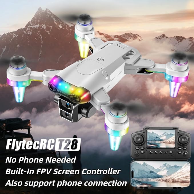 Drones for kids 8-12 with camera 4K HD – Drone with camera for kids & Beginners, Mini kids drone with Fancy LED Lights, 2.4" Built-In FPV Screen, Dual Batteries, Indoor & Outdoor Toy Gift