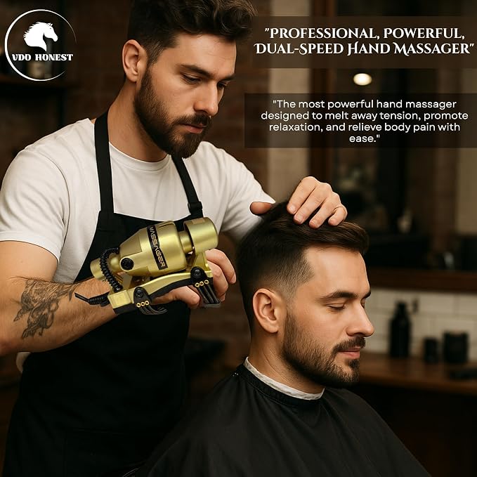 Powerful Double Speed Floating Action for Full Body Massager Corded Electric Powered, Barber Massager Gold