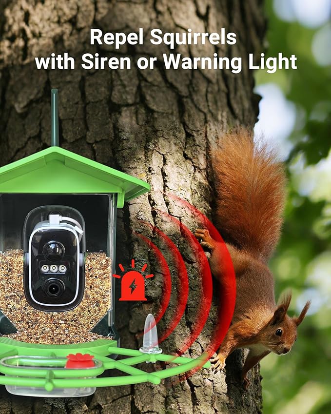 Smart Bird Feeder with Camera, Solar Powered, 2K HD & AI Identification, Color Night Vision, Weatherproof, Live View & Instant Alerts | Ideal Gift for Bird Lovers