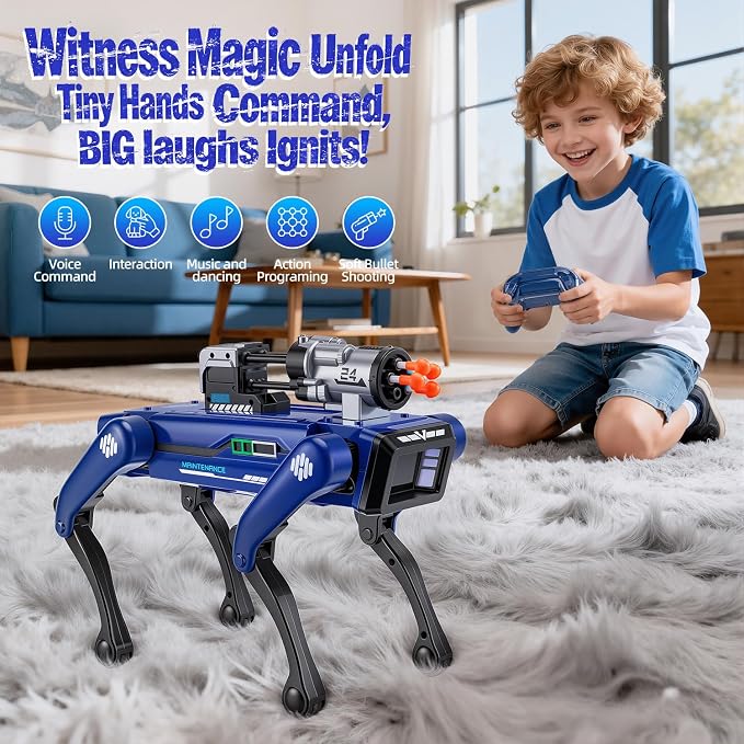Robot Dog - Interactive STEM Programmable Robotic Puppy with Remote Control & Voice Recognition, 30+ Lifelike Actions, Durable Gift for Boys & Girls Age 6-12