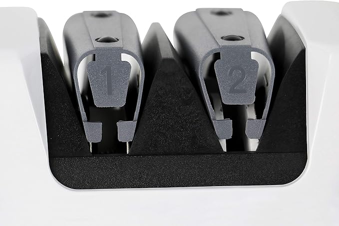 Chef'sChoice Professional Electric Knife Sharpeners FlexHone/Strop With 100-Percent Diamond Abrasives And Precision Angle Guides For 20-Degree Straight-Edge and Serrated Knives, 2-Stage, White